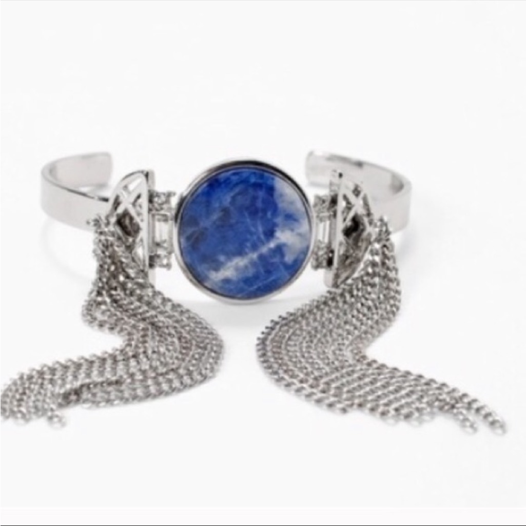 Whbm Sodalite Fringe Cuff In Silver 45$